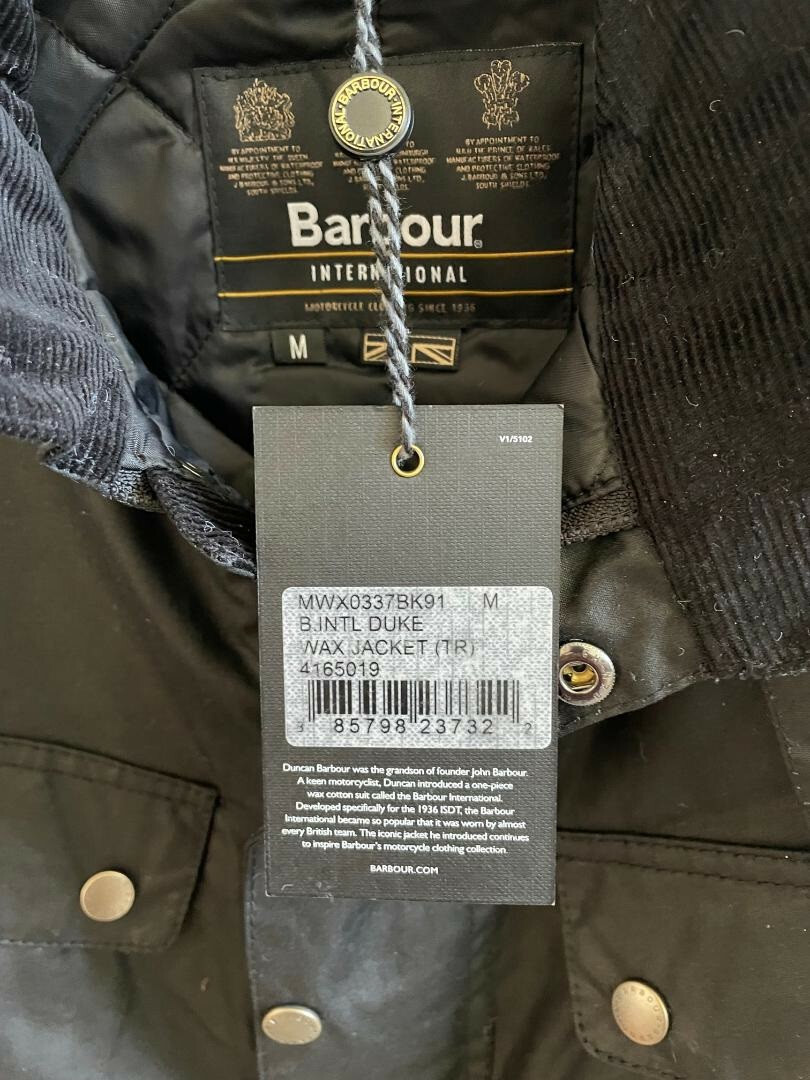 barbour international men's duke waxed jacket black mwx0337bk91